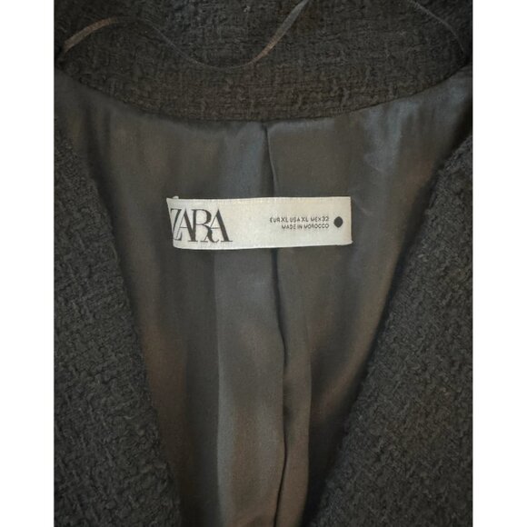 Zara Double Breasted Boucle Blazer with Gold Buttons  BLACK Size XL - Picture 4 of 5